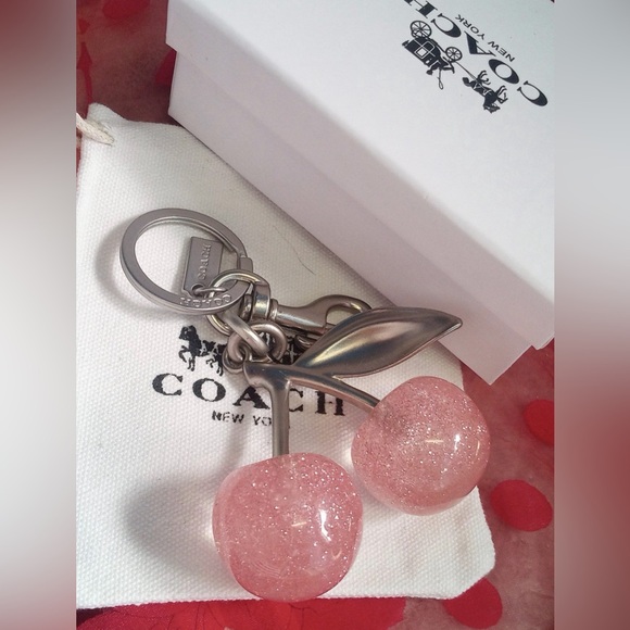 Coach Sparkling Pink Cherry Keychain, New in Box - Picture 5 of 5